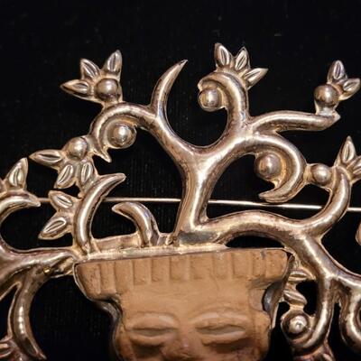 Lot 34: Vintage Taxco Pre-Columbian Artifact Sterling Brooch