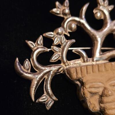 Lot 34: Vintage Taxco Pre-Columbian Artifact Sterling Brooch