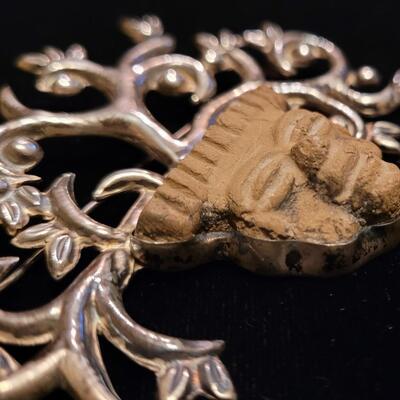 Lot 34: Vintage Taxco Pre-Columbian Artifact Sterling Brooch