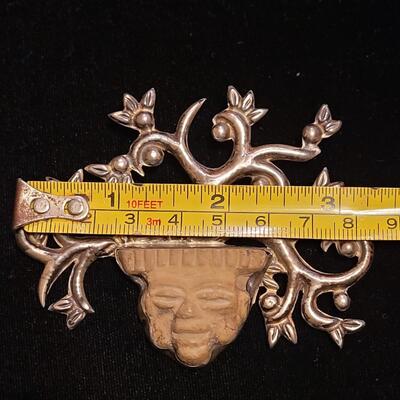 Lot 34: Vintage Taxco Pre-Columbian Artifact Sterling Brooch