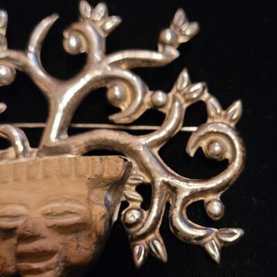 Lot 34: Vintage Taxco Pre-Columbian Artifact Sterling Brooch