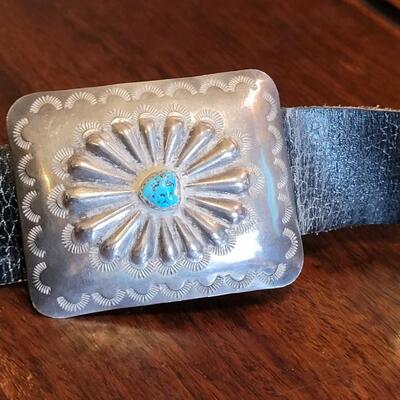 Lot 36: Old Pawn Navajo Sterling & Turquoise Concho Belt