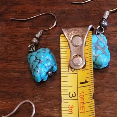 Lot 37: Old Pawn Hoops with Turquoise and Turquoise Nugget Earrings