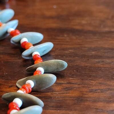 Lot 41: Vintage Rare Native American Sunflower Seed and Glass Seed Bead Necklace on Soft Buckskin