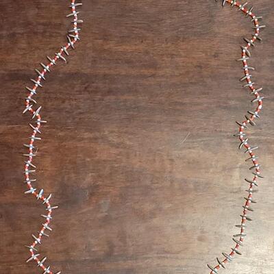 Lot 41: Vintage Rare Native American Sunflower Seed and Glass Seed Bead Necklace on Soft Buckskin