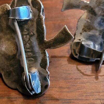 Lot 42: Vintage Pre-1948 Mexican Sterling Grape Screwback Earrings and Matching Brooches