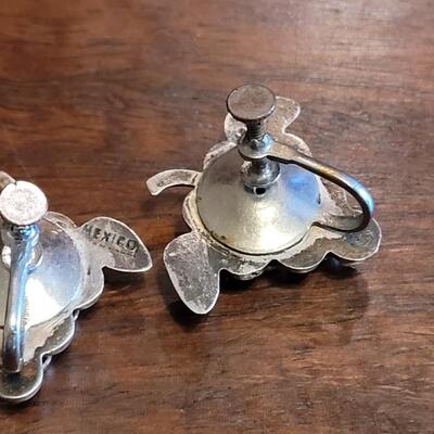 Lot 42: Vintage Pre-1948 Mexican Sterling Grape Screwback Earrings and Matching Brooches