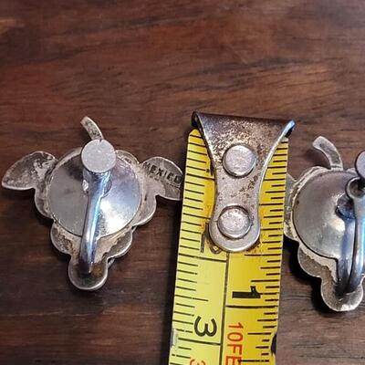Lot 42: Vintage Pre-1948 Mexican Sterling Grape Screwback Earrings and Matching Brooches