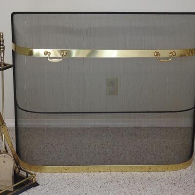 Fireplace Cover and Brass Fireplace Tools