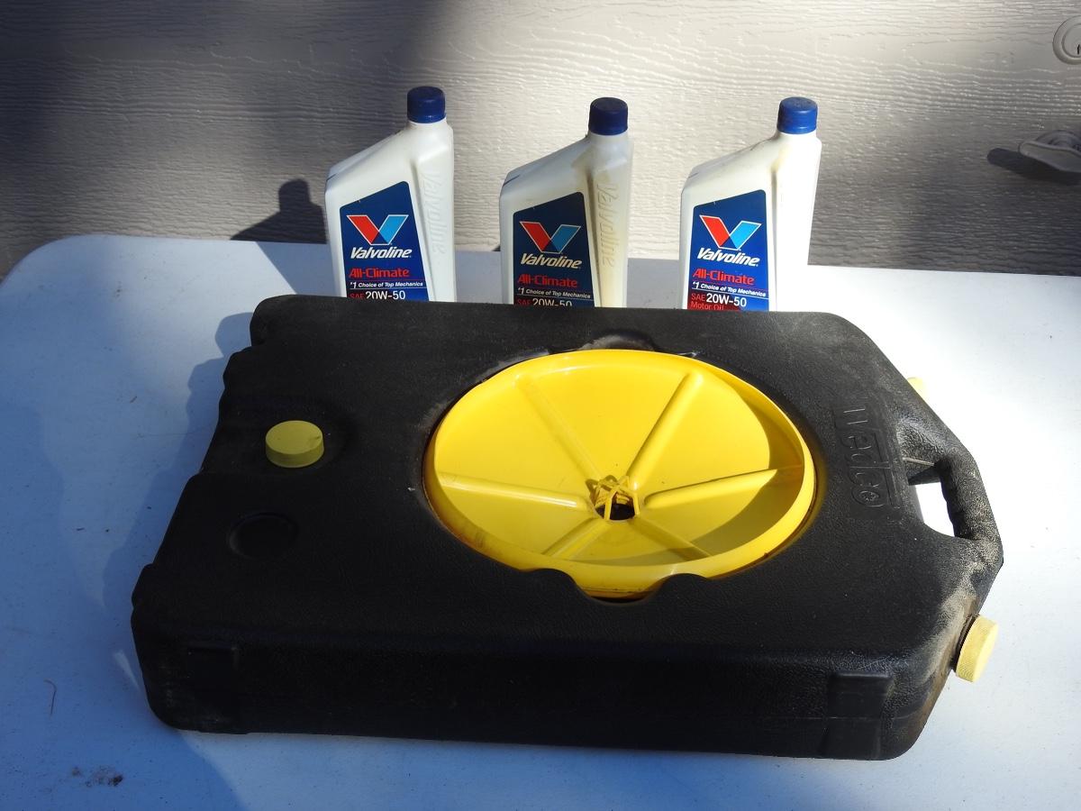 Three Quarts Oil and Oil Drain Container