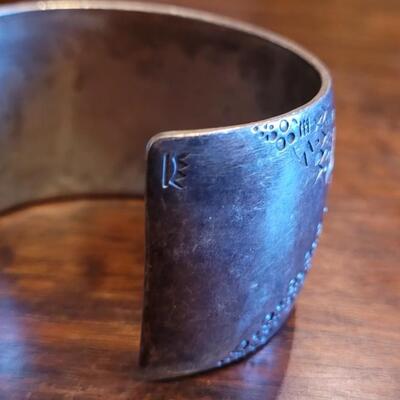 Lot 43: Old Pawn Sterling Stamped Cuff Bracelet