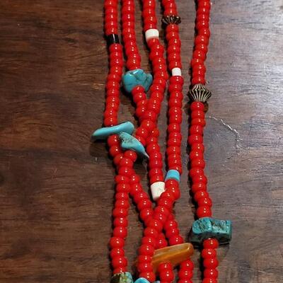 Lot 44: Old Pawn Beaded Necklace