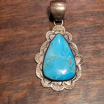 Lot 48: Vintage Turquoise Pendant made in the Philippines