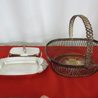 Silver plate Butter Dish and Basket