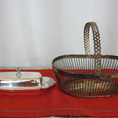Silver plate Butter Dish and Basket