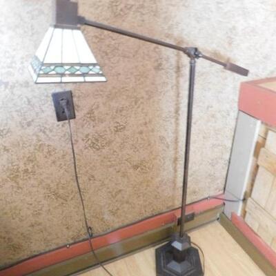 Nice Art Deco Shade Floor Lamp with Antique Brass Finish Post