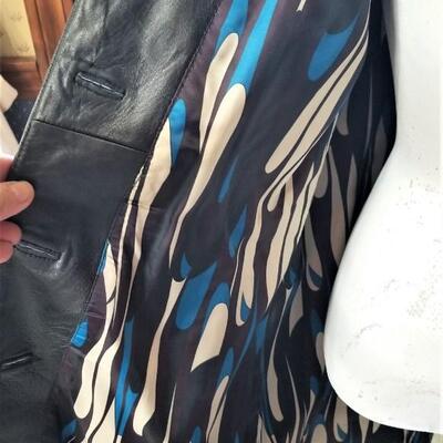 Lot #212  KENNETH COLE Black Leather "Reaction" coat