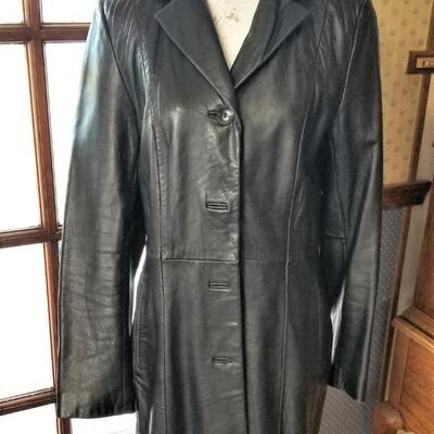 Lot #212  KENNETH COLE Black Leather "Reaction" coat