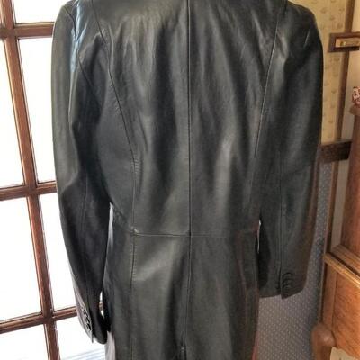 Lot #212  KENNETH COLE Black Leather "Reaction" coat