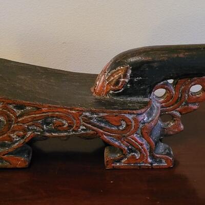 Lot 83: Antique Abstract Carved Wood Dog with a Scrapper as a Tounge
