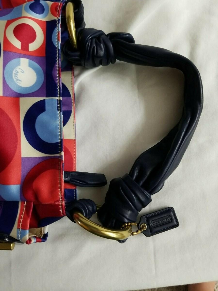 Coach Ashley Navy Blue Patent Leather CarryAll Large Shoulder Bag Purse  VGUC | eBay