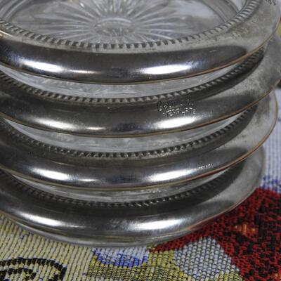 Silver-plate pitcher & coasters