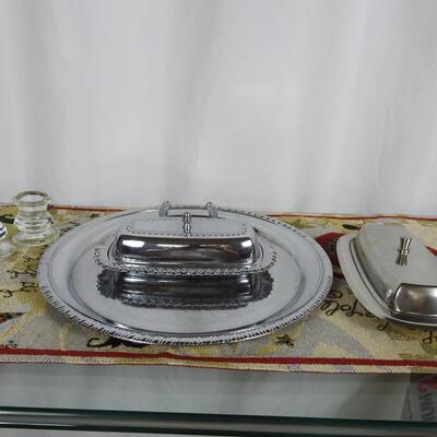 Silver-plate Serving tray Butter dish