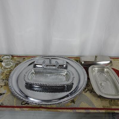 Silver-plate Serving tray Butter dish