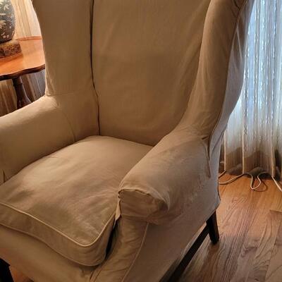 Lot 95: Vintage Queen Anne Chair with Canvas Color Cover