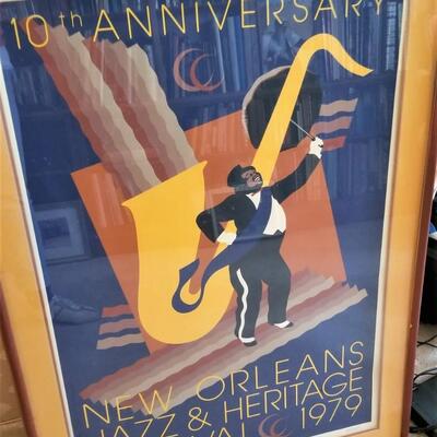 Lot #218  10th Anniversary New Orleans Jazz Fest Poster - framed