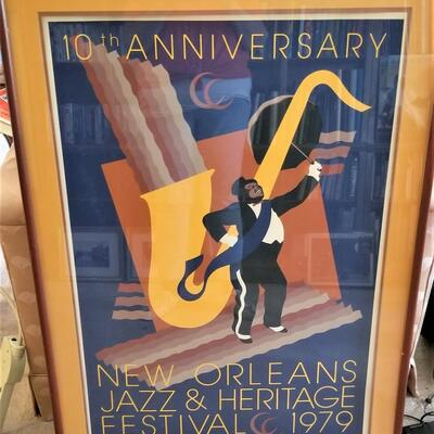 Lot #218  10th Anniversary New Orleans Jazz Fest Poster - framed