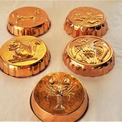 Lot #221  Lot of 5 Decorative Copper Molds