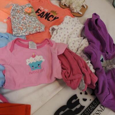 7 Pairs of Baby Shoes, 10 Little Girls Onesies, Pajamas