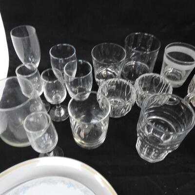 Glassware: Mini Wine Glasses, 5 Plate, Candles Mini Crockpot, Normal Glass Cups
