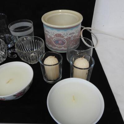 Glassware: Mini Wine Glasses, 5 Plate, Candles Mini Crockpot, Normal Glass Cups