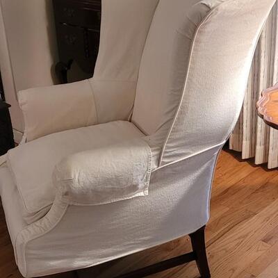 Lot 102: Queen Anne Chair with Canvas Cover