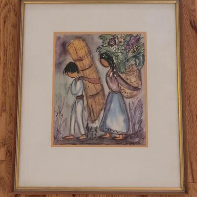 Lot 103: Vintage Double Signed-  De Grazia Print of a Boy & Girl