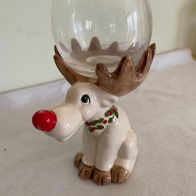 ST VINTAGE PORCELAIN REINDEER CANDLE HOLDER