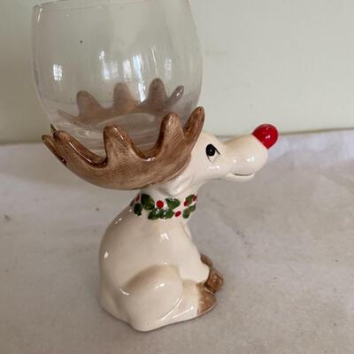 ST VINTAGE PORCELAIN REINDEER CANDLE HOLDER