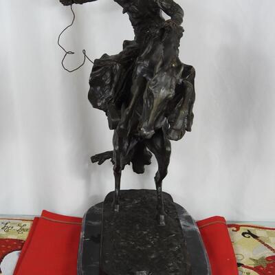 Frederic Remington Bronze Bronco Buster on Marble