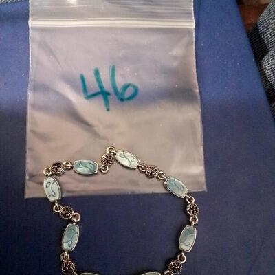 Beautiful Tealish blue &Silver Ladies Bracelet