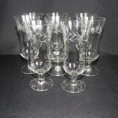 Vintage Etched Glass set