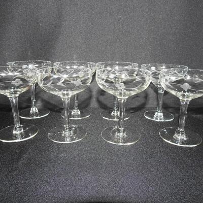 Vintage Etched Glass set