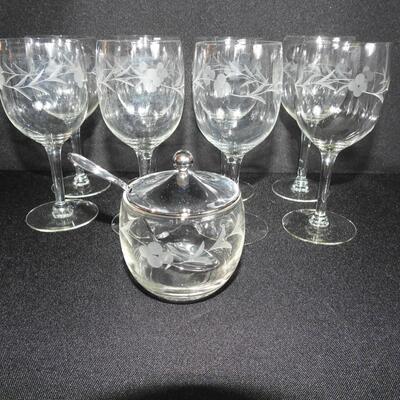 Vintage Etched Glass set
