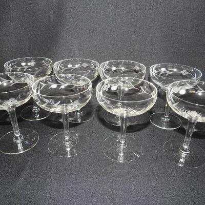 Vintage Etched Glass set