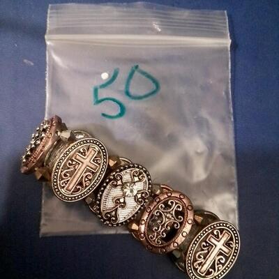 Multiple Cross Tri-metal Stretch Bracelet