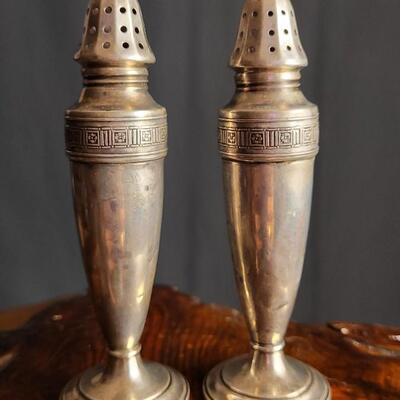 Lot 137: Vintage Sterling Silver Weighted Cement Salt and Pepper Shaker Set