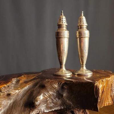 Lot 137: Vintage Sterling Silver Weighted Cement Salt and Pepper Shaker Set