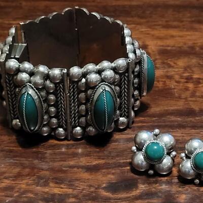 Lot 140: Pre-1948 TAXCO Bracelet & Earrings