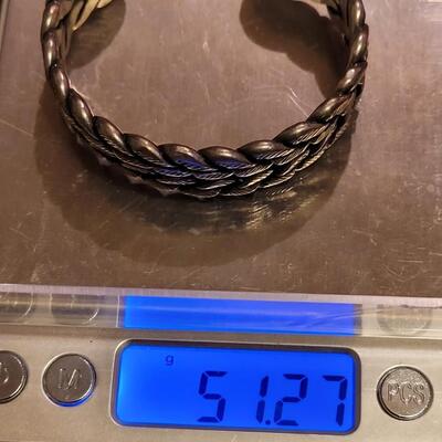 Lot 150: Old Pawn Navajo Braided Sterling Cuff